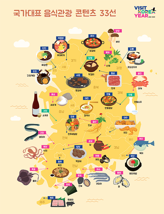다양한 한국의 맛과 함께 여행 즐기세요